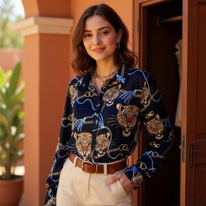 PANTHERA PARADE BLACK LEOPARD SHIRT